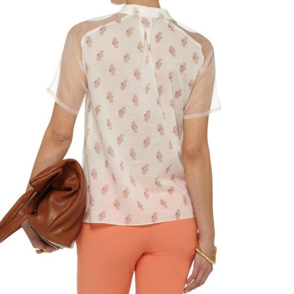 Bombay Georgette Sleeve Peter Pan Collard Silk Top - Picture 8 of 8